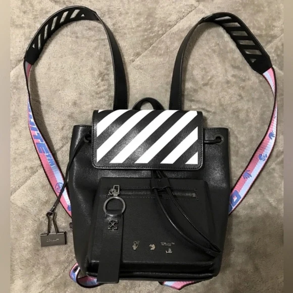 OFF-WHITE DIAG STRIPE LEATHER BACKPACK